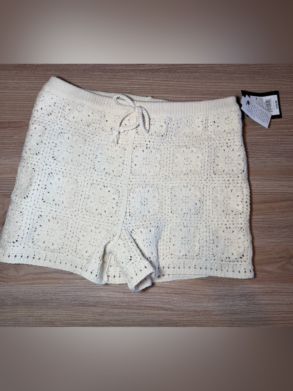 Cream Crochet Knit girls  Shorts with Drawstring